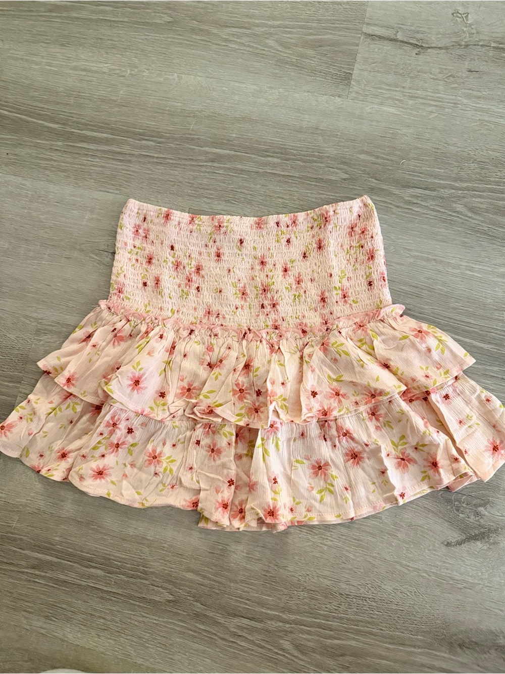 NEW Sky to Moon- Pink Floral Tiered Ruffle Skirt - Junior Large